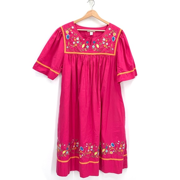 Go Softly Patio Dresses Go Softly Pink Floral Embroidered Patio
